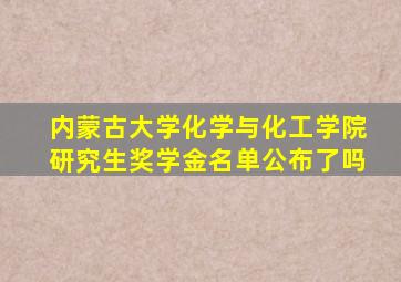 内蒙古大学化学与化工学院研究生奖学金名单公布了吗